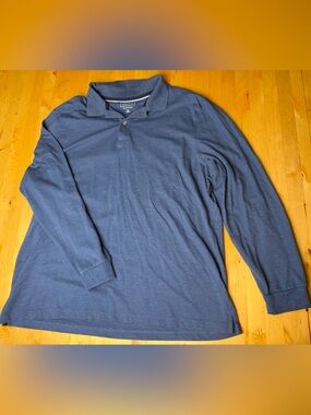 Club Room Men's Long-Sleeve Polo in Navy Blue